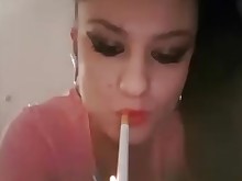 brunette milf smoking
